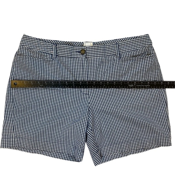 🌷Lands End Fit 2 Navy Blue and White Checkered Gingham Shorts Plus Size 16‎ - Picture 9 of 10